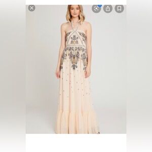 Altar'd State Cream and Gray Maxi Dress